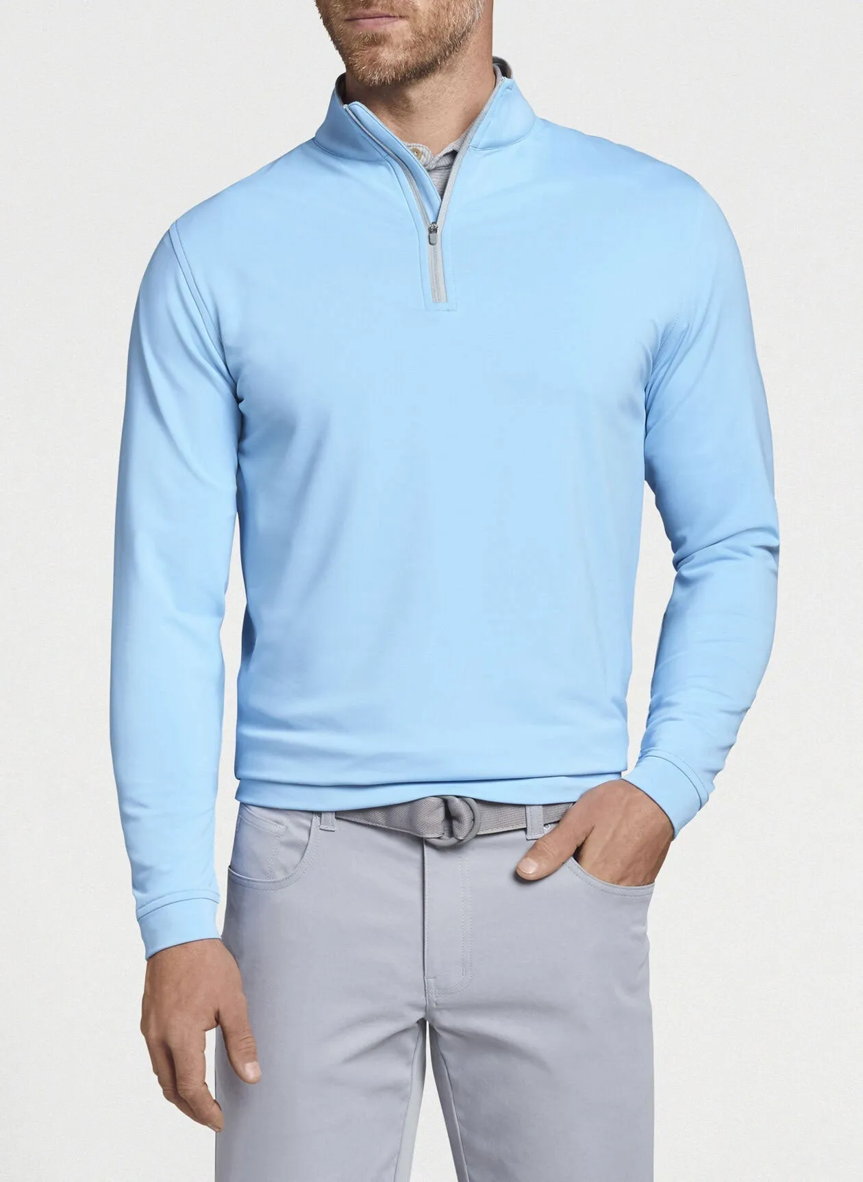 Peter Millar Perth Stretch Terry Custom Quarter Zips, Cottage Blue