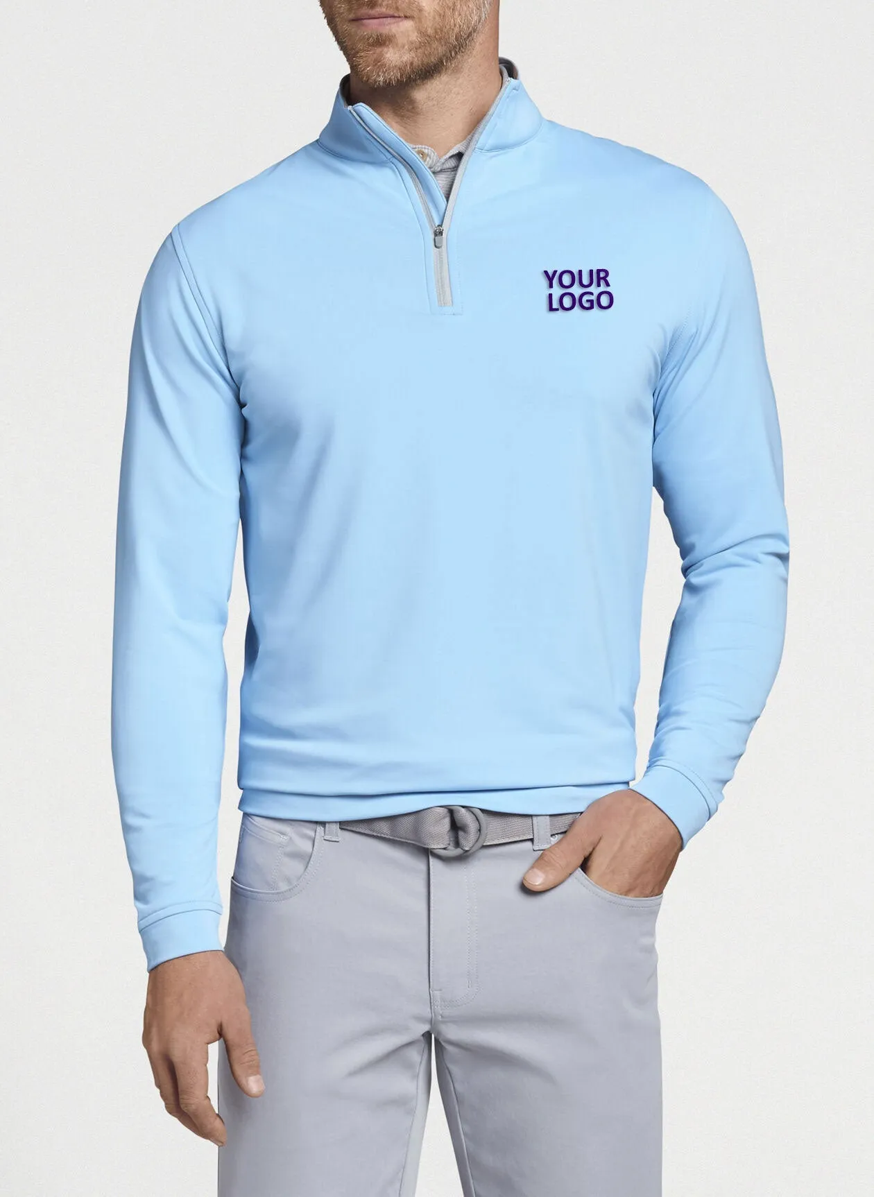 Peter Millar Perth Stretch Terry Custom Quarter Zips, Cottage Blue