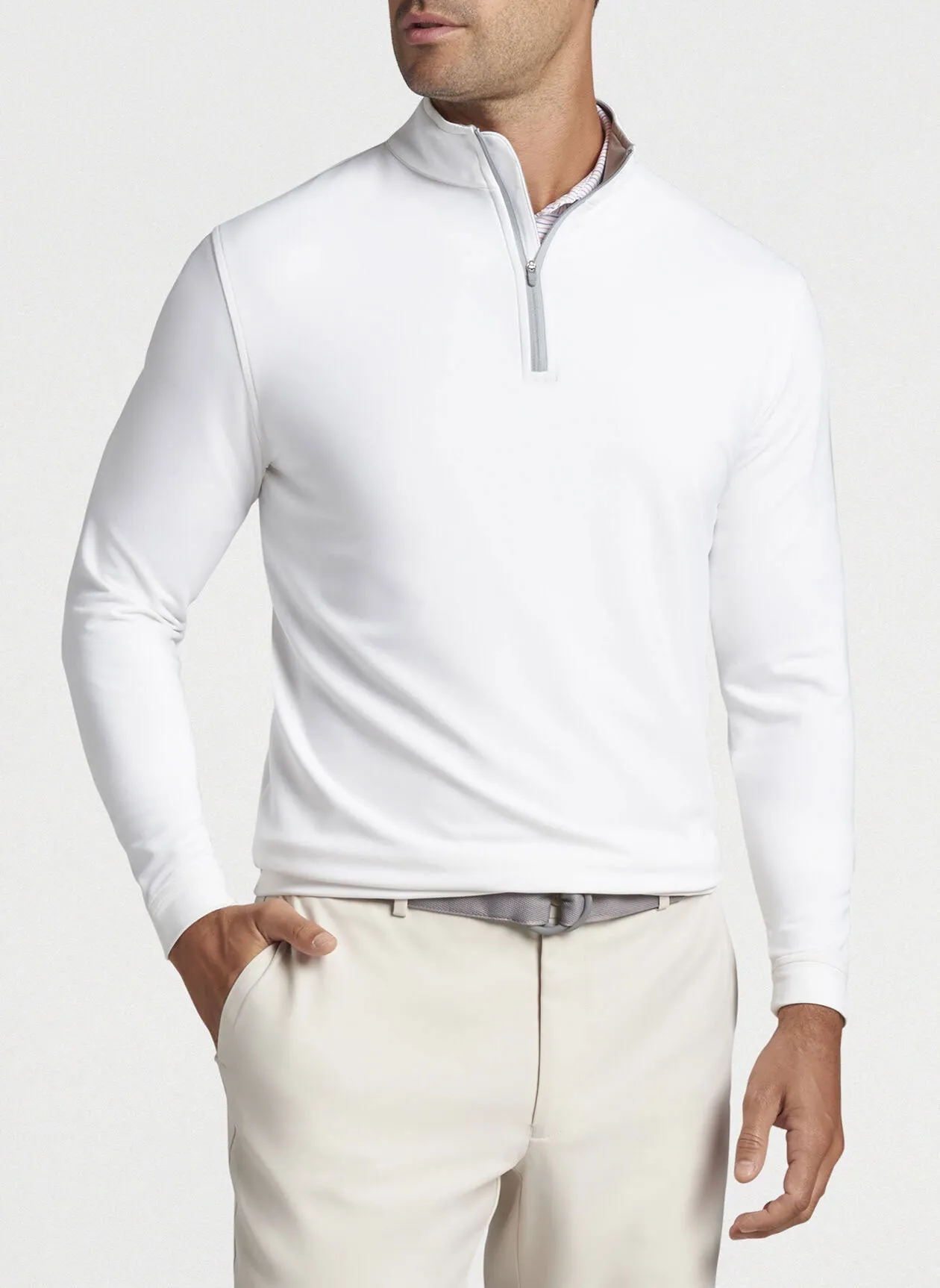 Peter Millar Perth Stretch Terry Custom Quarter Zips, White