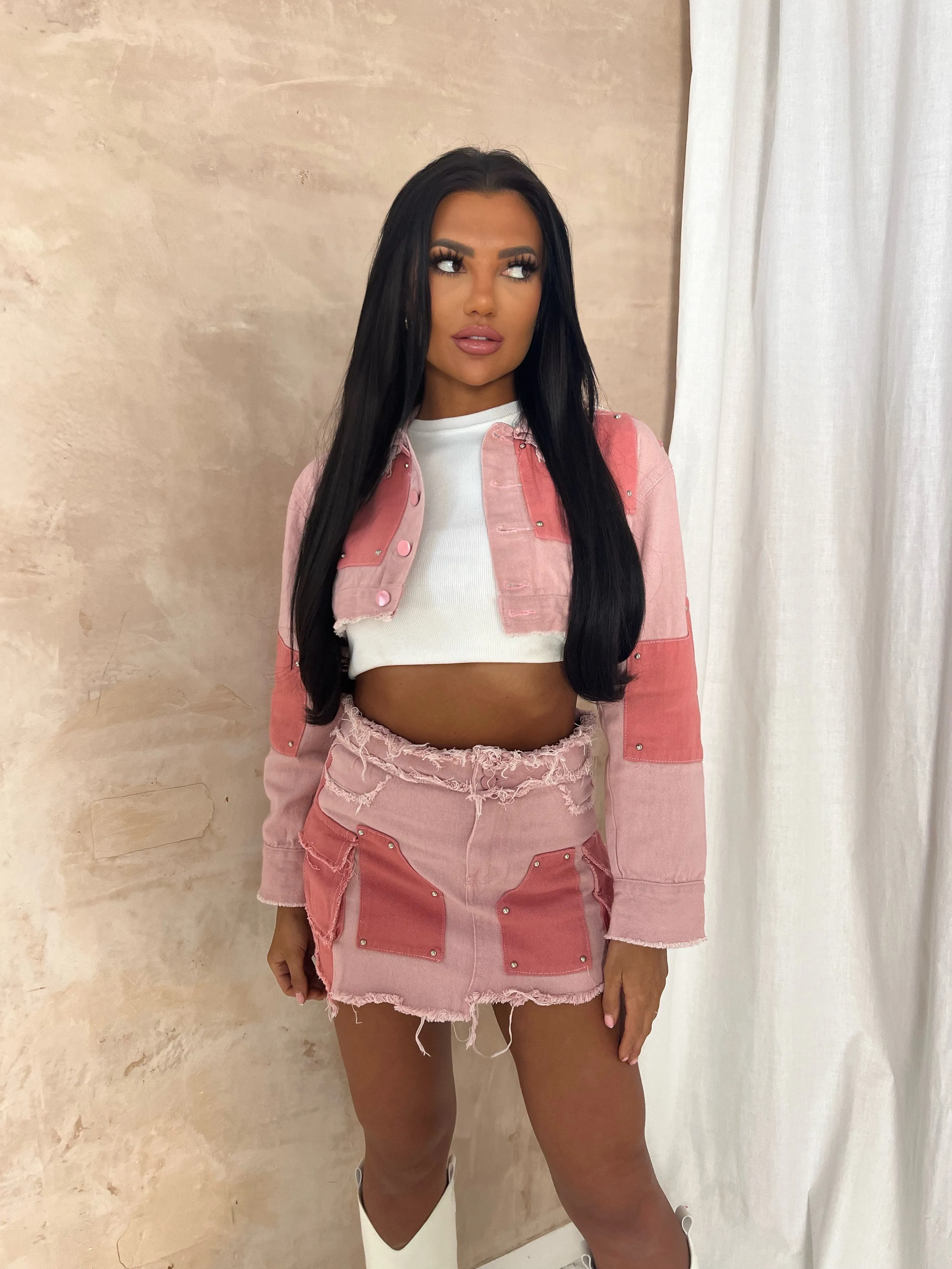 Pink Denim Co Ord