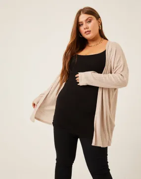 Plus Size Waffle Knit Cardigan