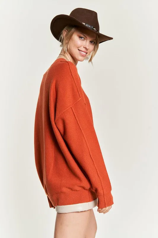 Plus V-Neck Oversized Sweater