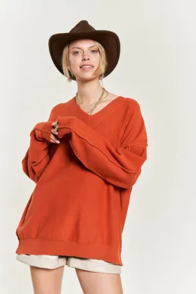 Plus V-Neck Oversized Sweater