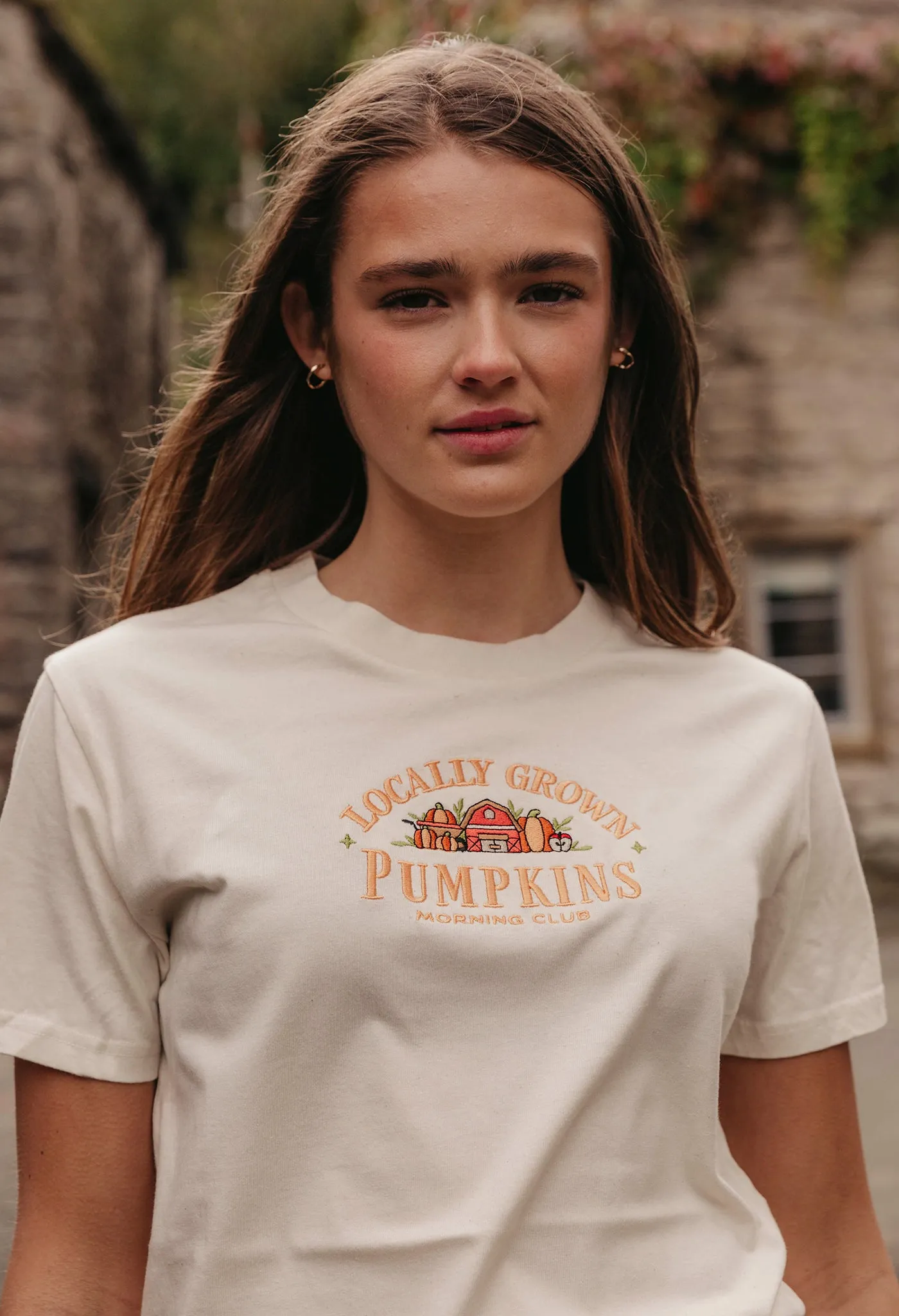 Pumpkins Embroidered Organic Cotton T-Shirt