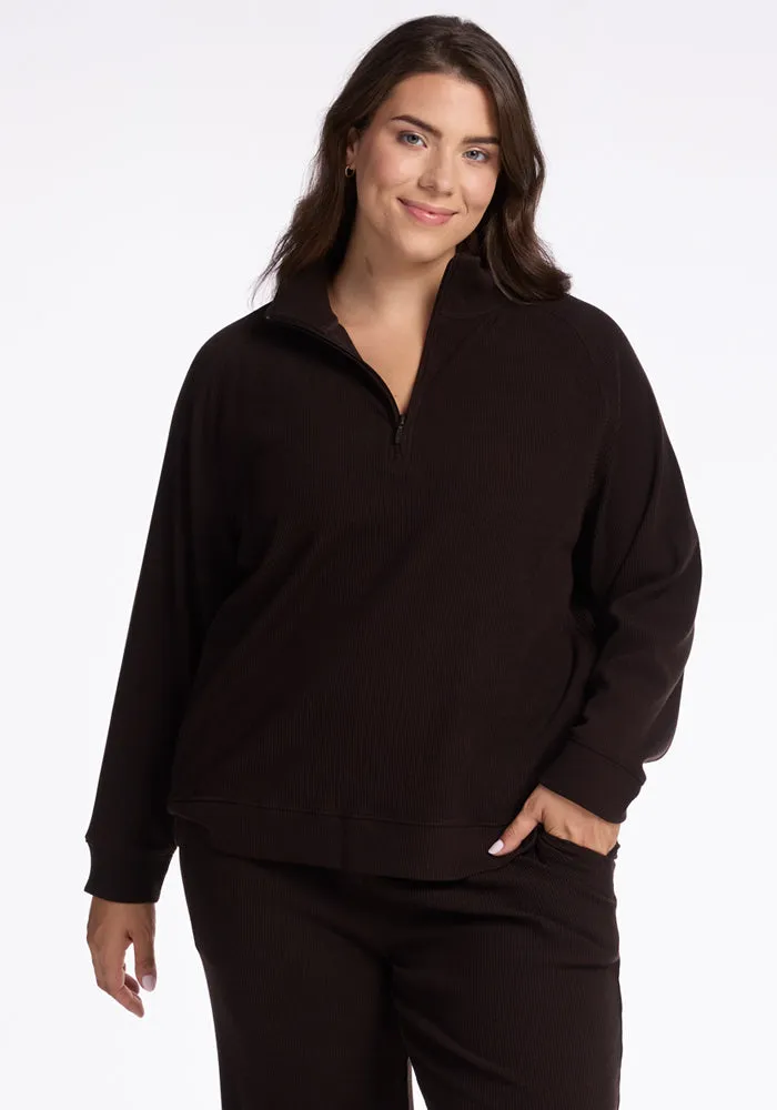 Quinn Ribbed 1/4 Zip - French Roast