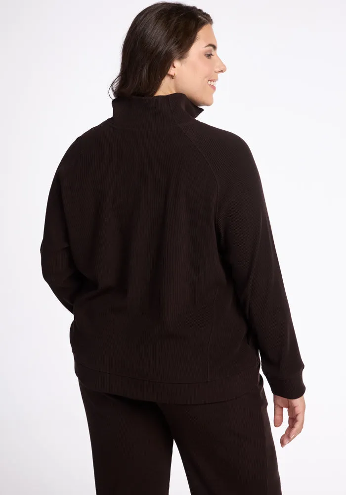 Quinn Ribbed 1/4 Zip - French Roast