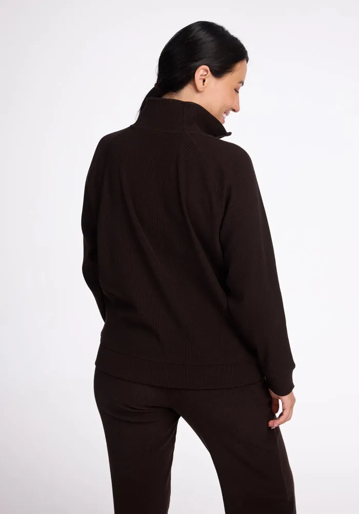 Quinn Ribbed 1/4 Zip - French Roast