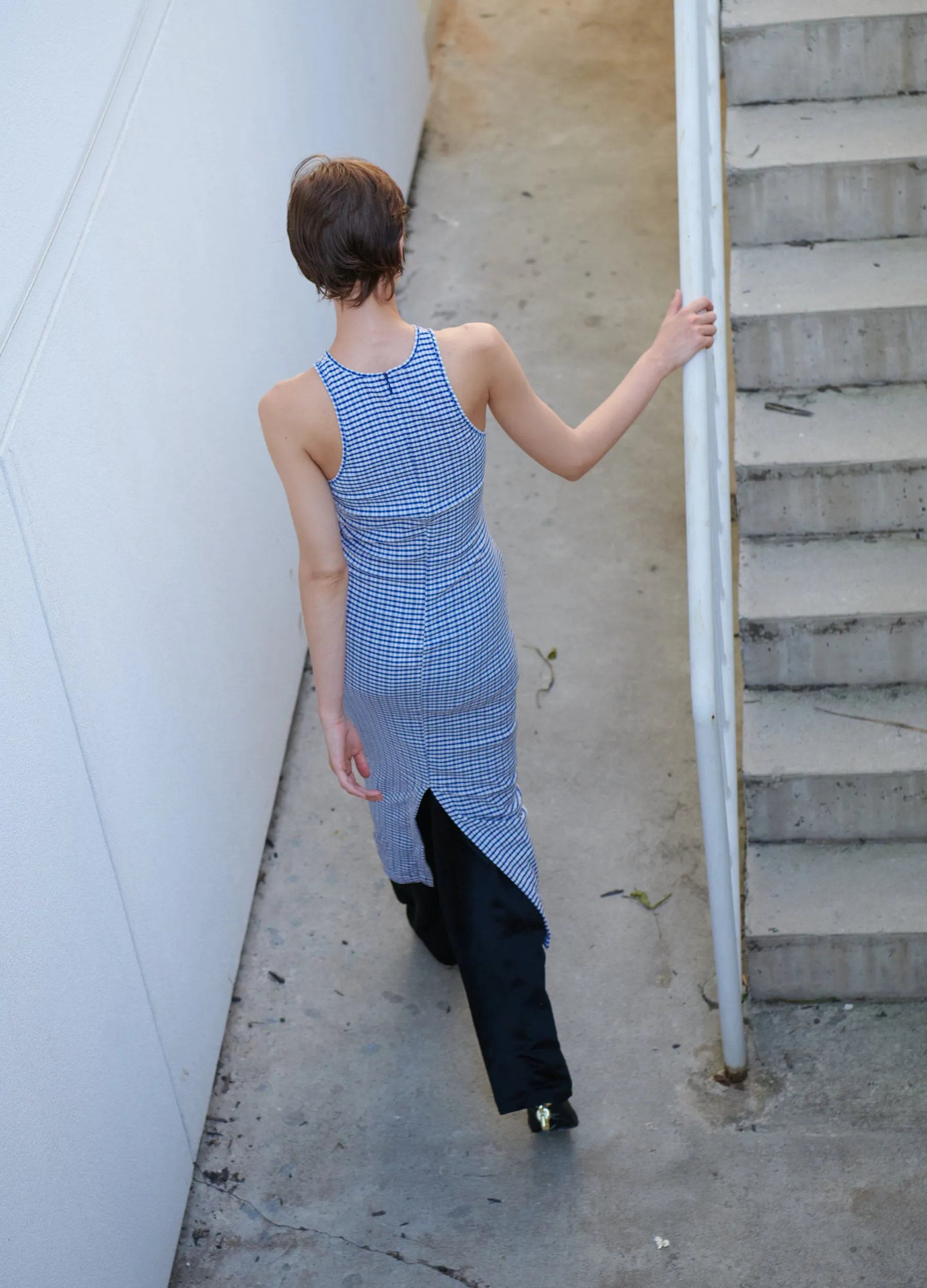 Racerback Maxi Dress - Cobalt Blue Gingham