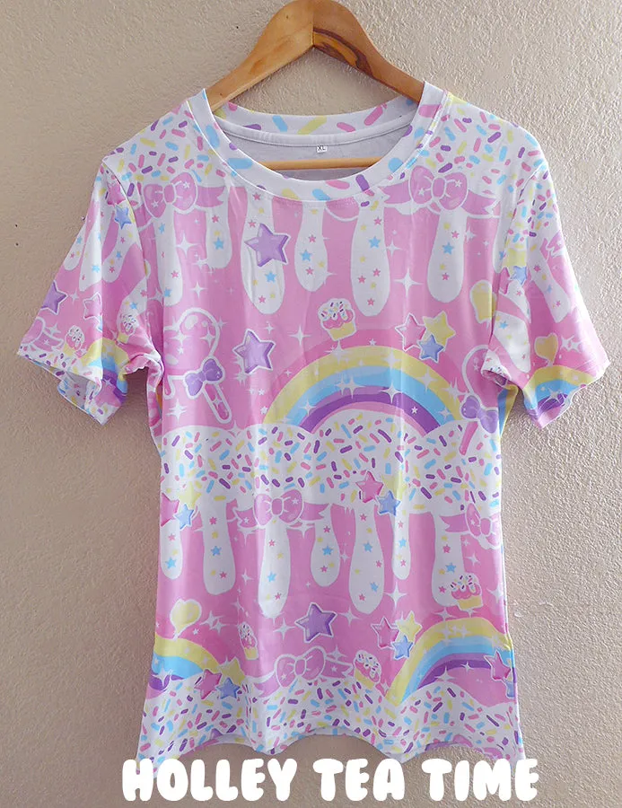 Rainbow sweets pink women's all over print t-shirt [made to order]