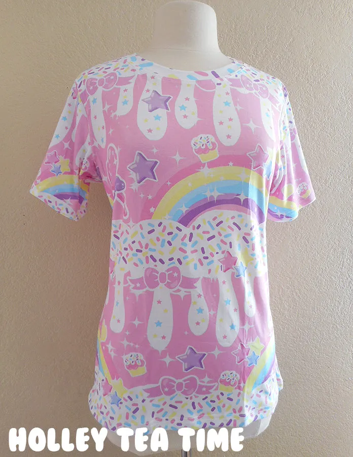 Rainbow sweets pink women's all over print t-shirt [made to order]