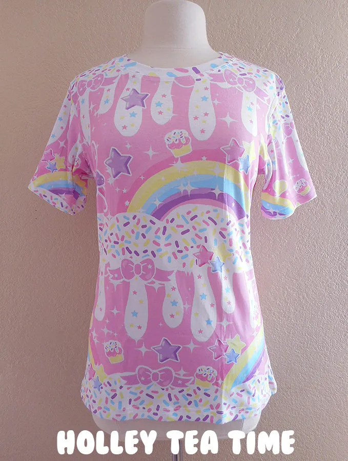 Rainbow sweets pink women's all over print t-shirt [made to order]