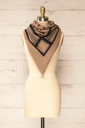 Ratchasima | Patterned Black & Beige Square Scarf