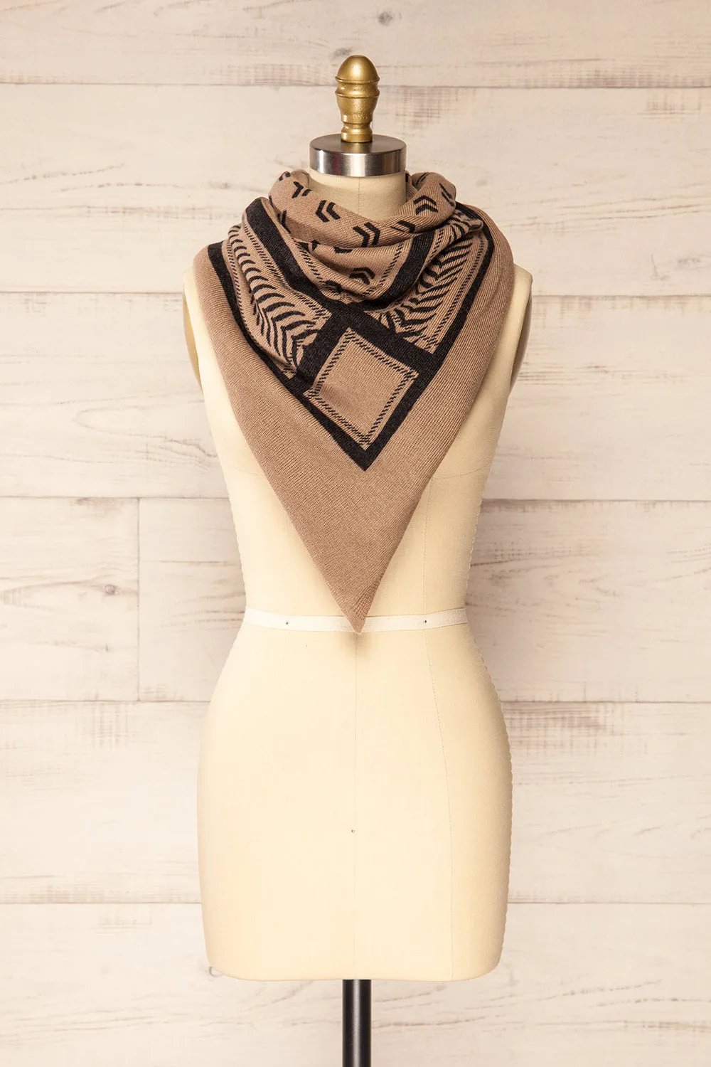 Ratchasima | Patterned Black & Beige Square Scarf