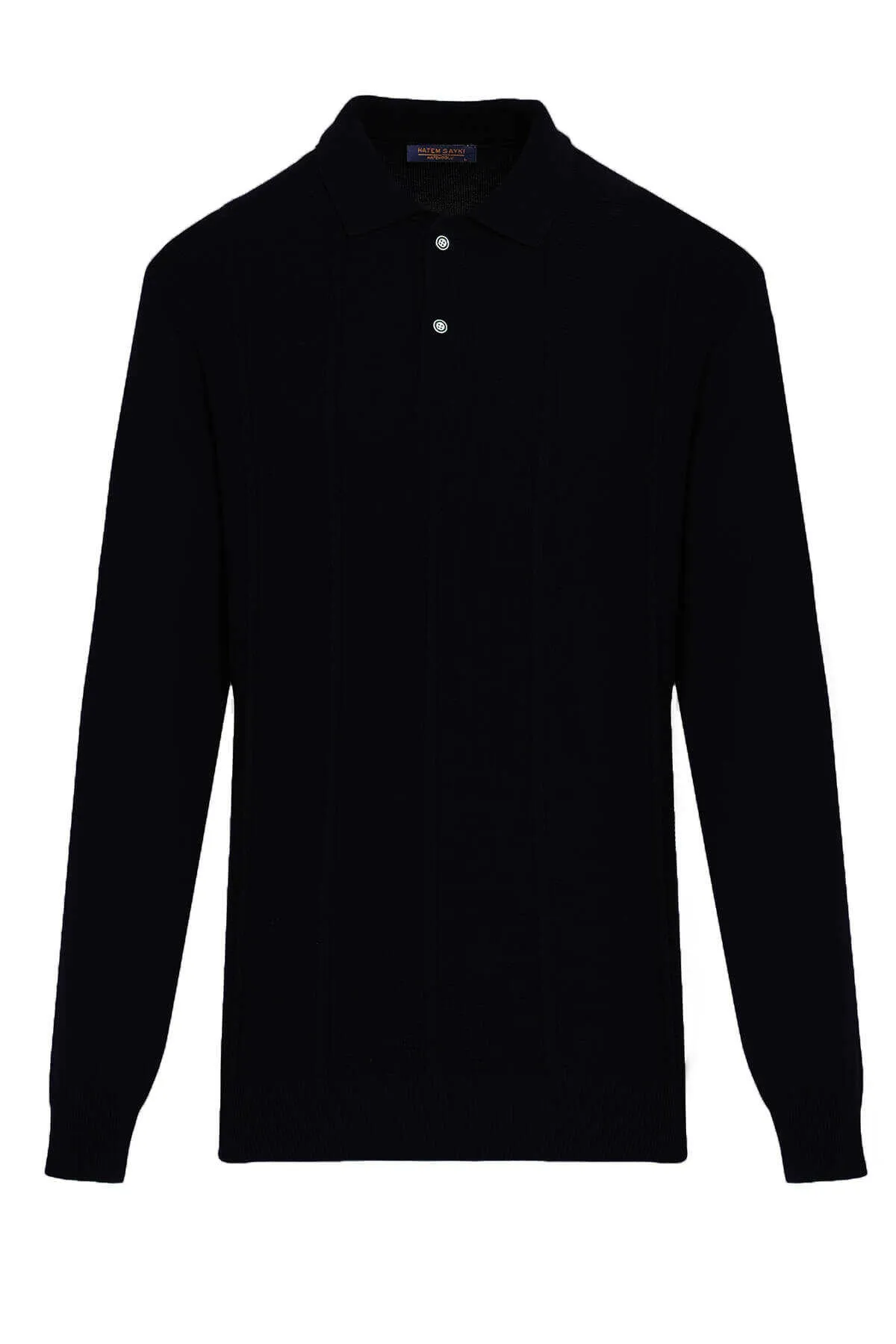 Regular Fit Cotton Blend Black Polo Sweater