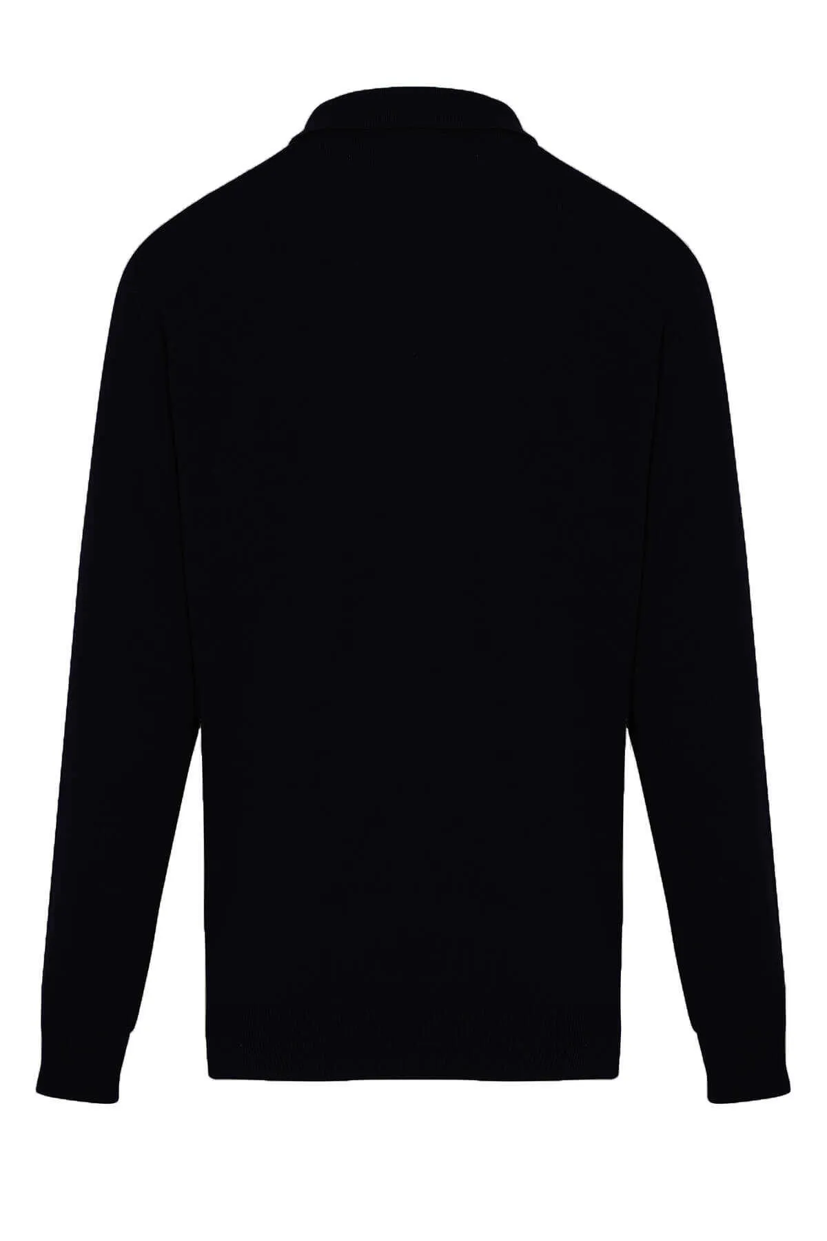 Regular Fit Cotton Blend Black Polo Sweater