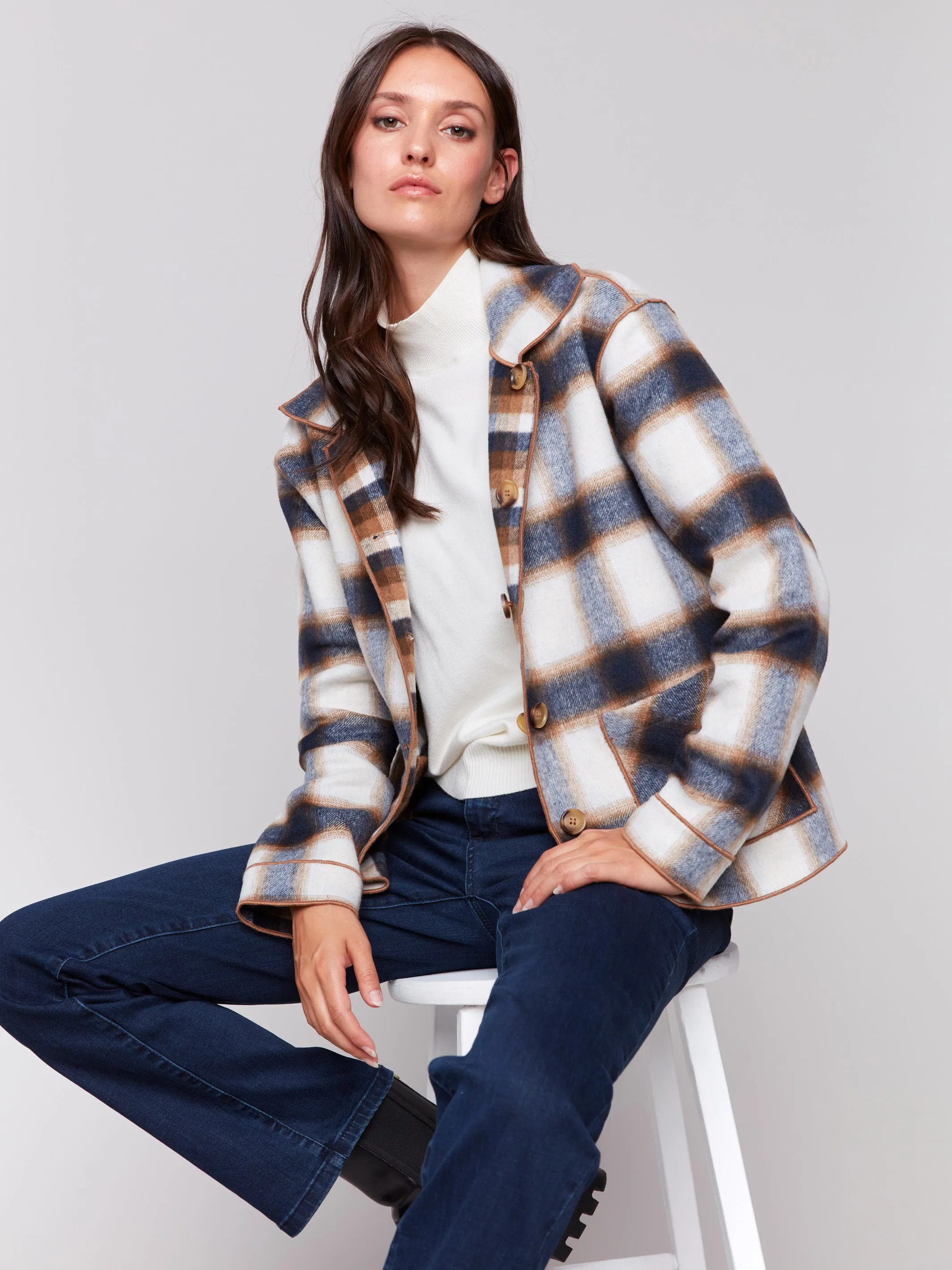 Reversible Plaid Jacket - Truffle