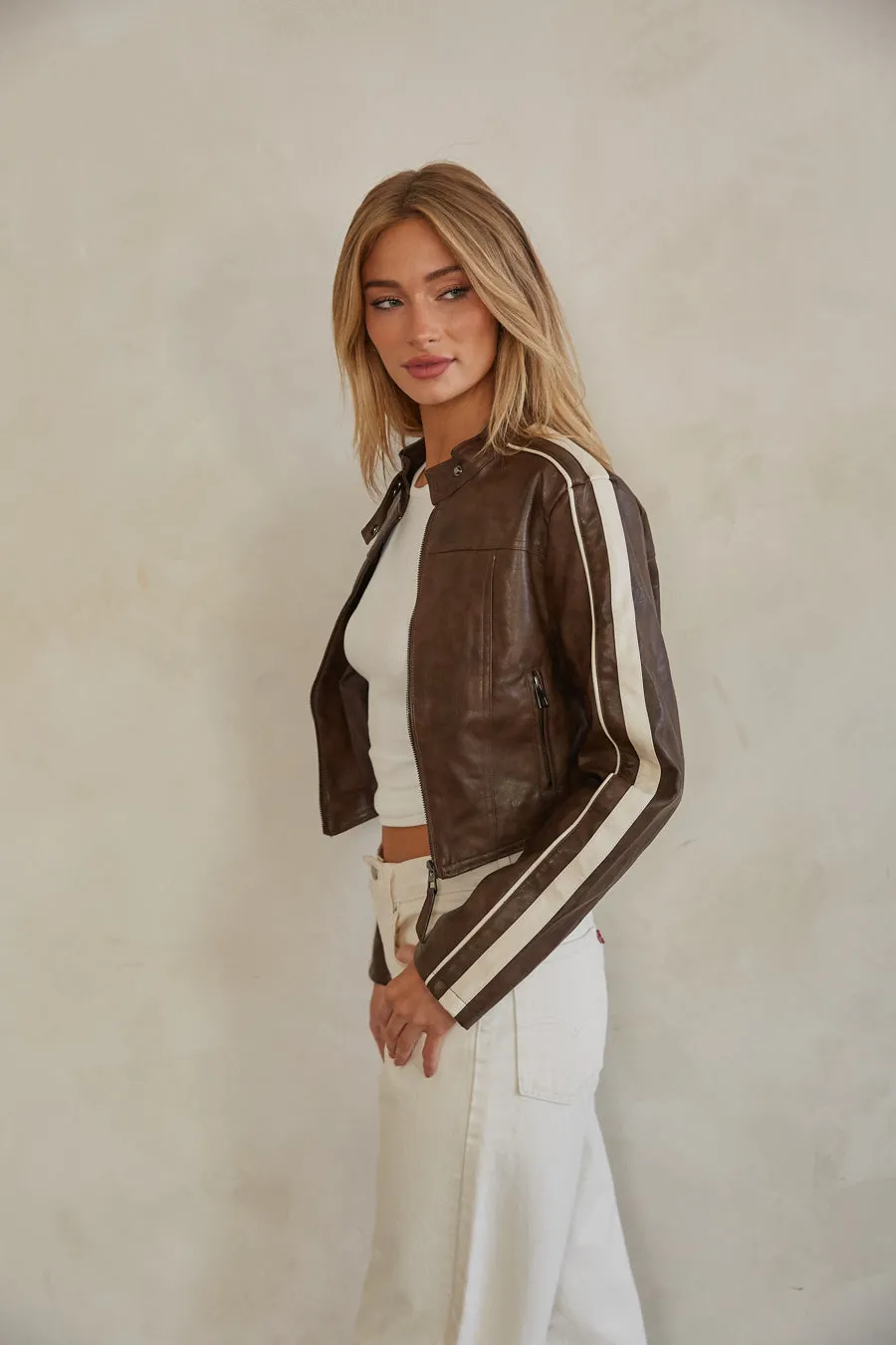 Riley Leather Cropped Jacket