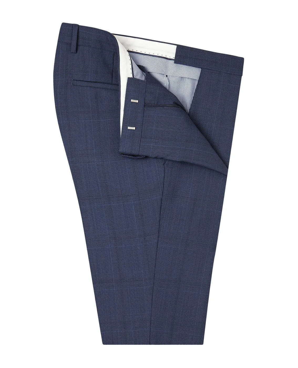 Roehampton Slim Fit Denim Blue Check Trousers