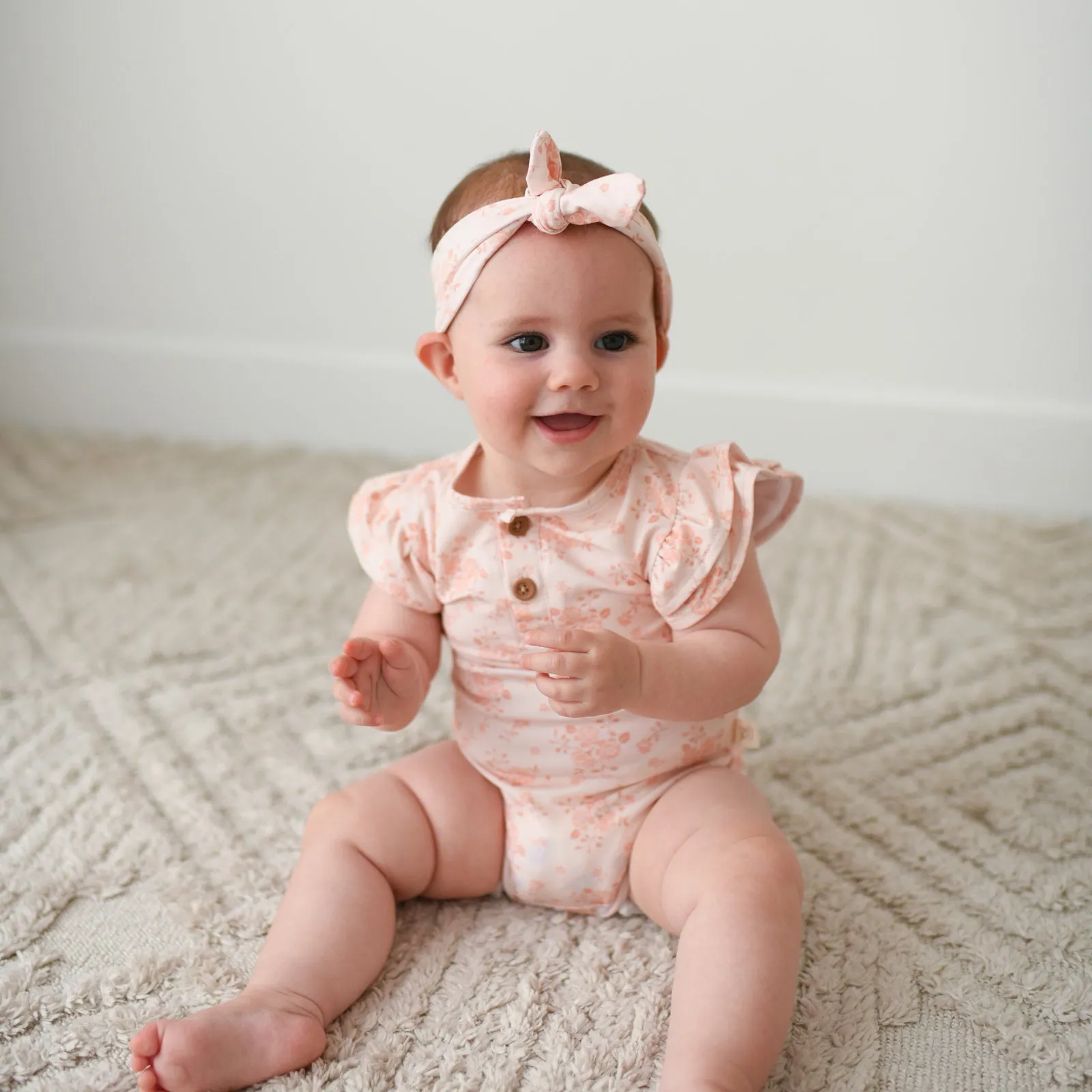 ROSALIE flutter short sleeve organic cotton bodysuit