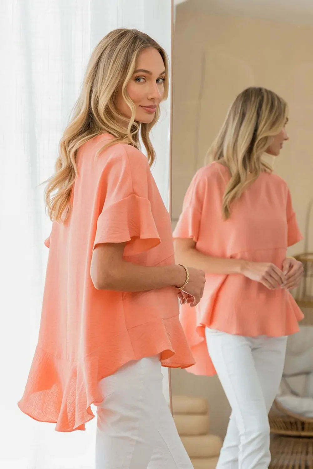 Round Neck Ruffled Top