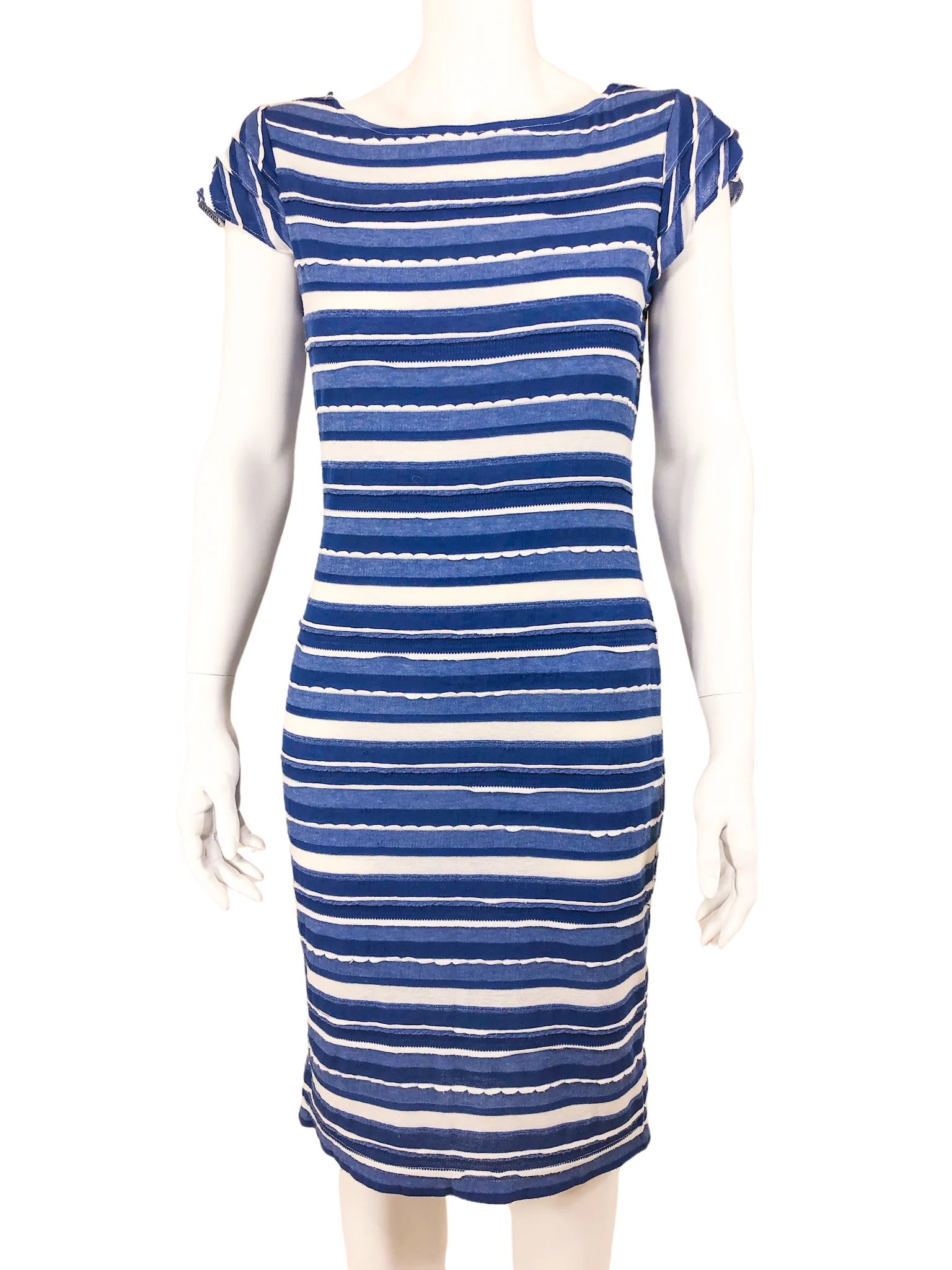 Searle Women's Striped Knit Sheath Dress Blue White Size 8