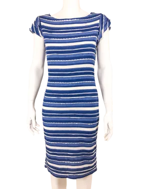 Searle Women's Striped Knit Sheath Dress Blue White Size 8