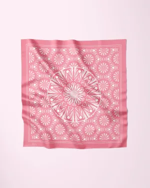 SERENITY CANDY PINK Mandala Designer 100% Silk Scarf