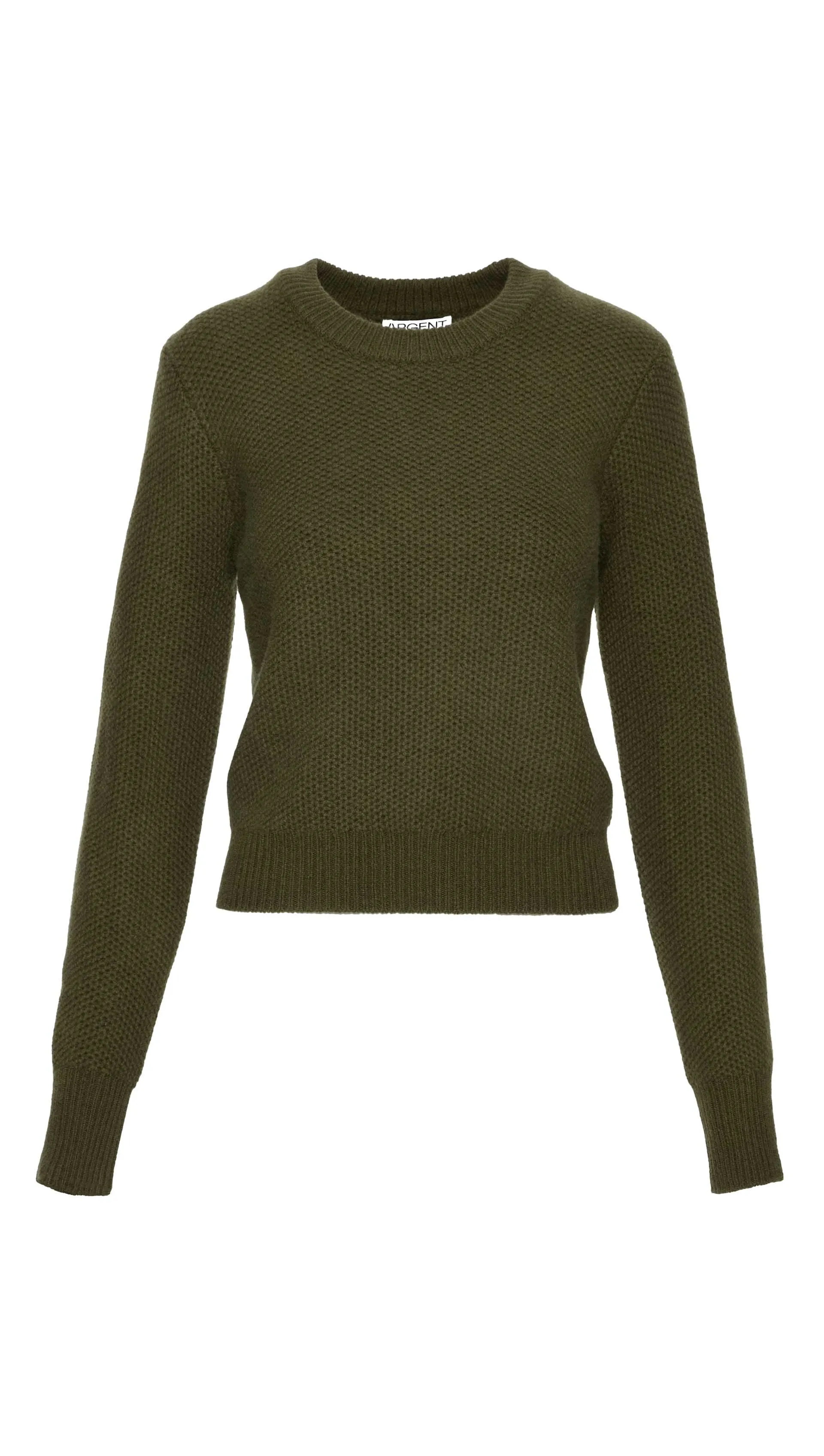 Shrunken Crewneck in Wool Cashmere | Olive