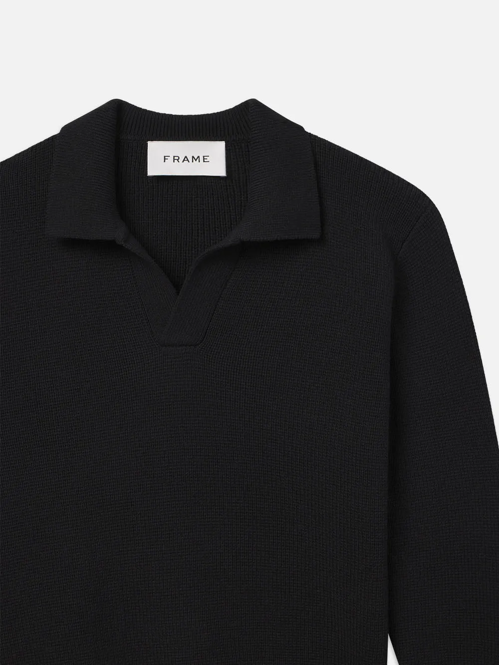 Silk Blend Polo Sweater -- Black