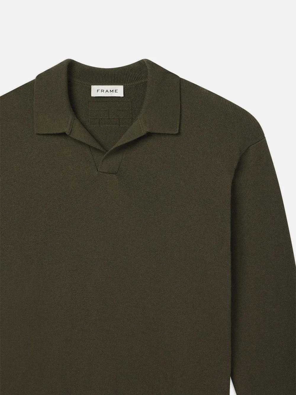 Silk Blend Polo Sweater -- Dark Olive