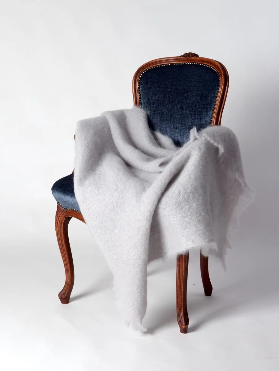 Silver Grey Mohair Chair Throw