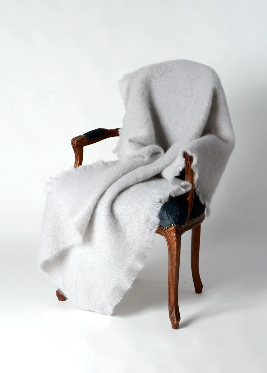 Silver Grey Mohair Chair Throw