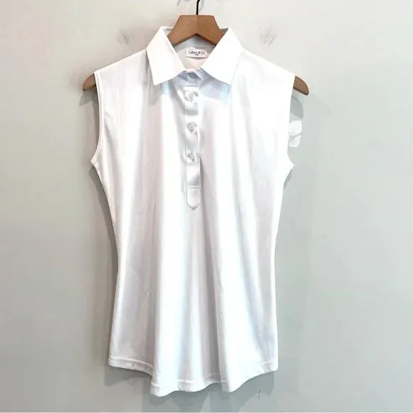 Sleeveless 1/4 Button Collar Polo