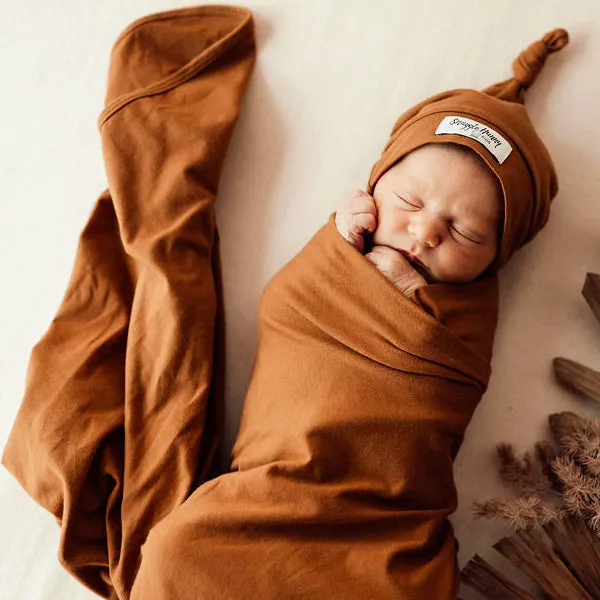 Snuggle Hunny Jersey Wrap with Matching Headwear - Bronze