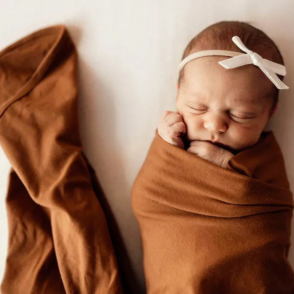 Snuggle Hunny Jersey Wrap with Matching Headwear - Bronze