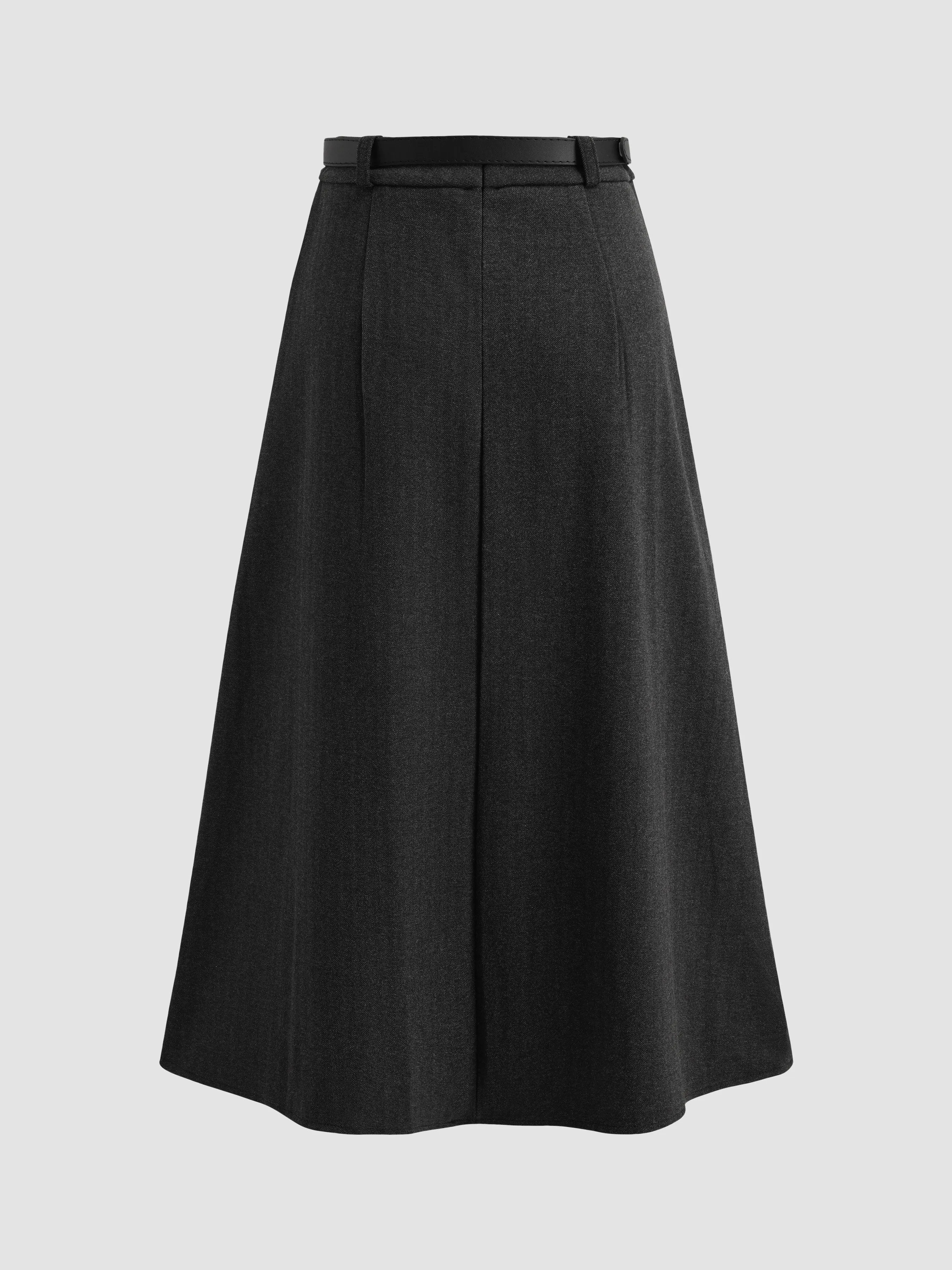 Solid Color A-line Pleated Long Skirt