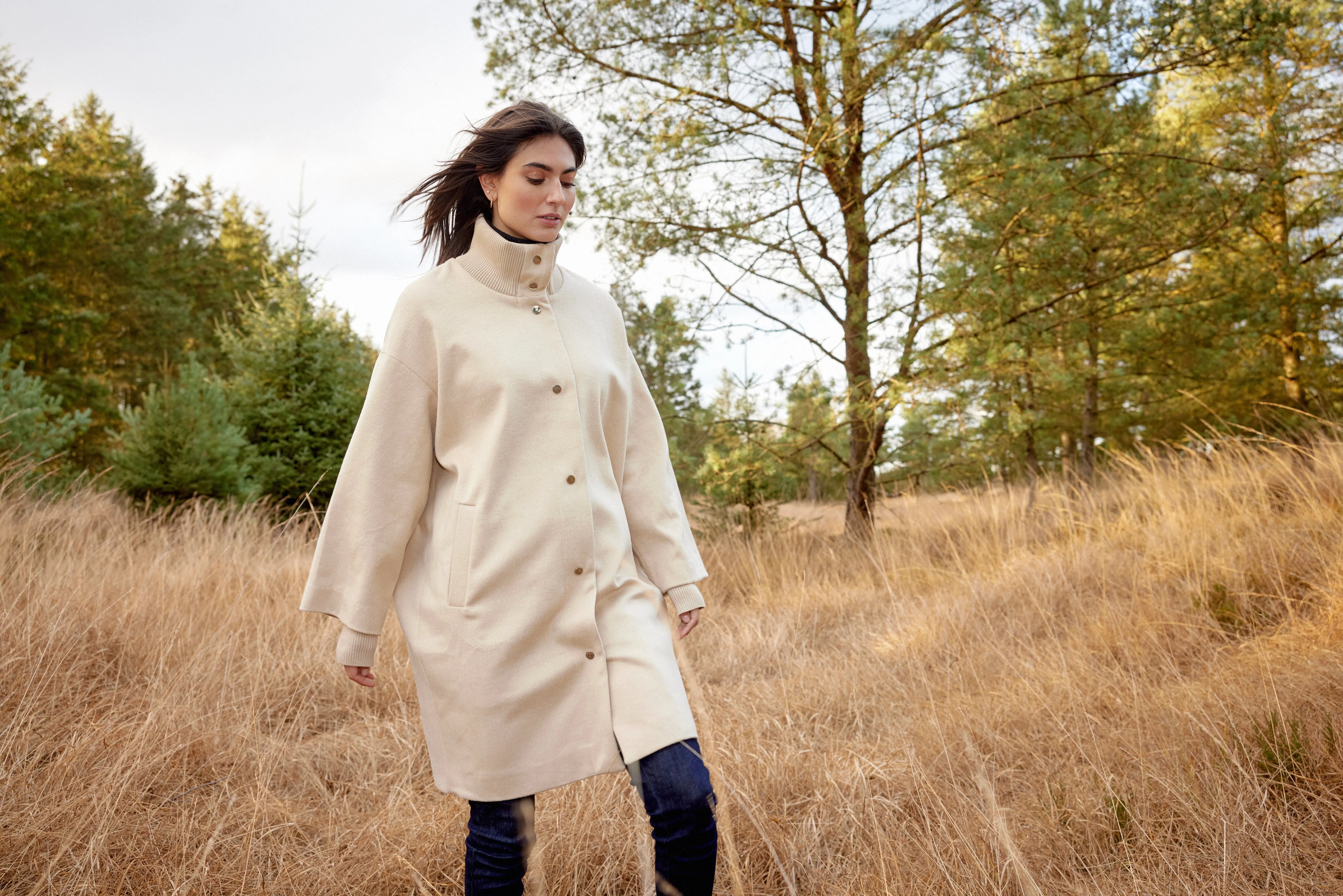 Soya Concept Cocoon Coat Oatmeal