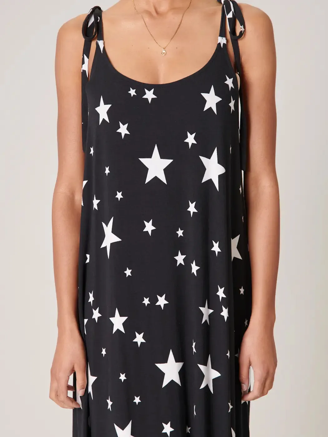 Star Studded Jersey Knit Maxi Dress