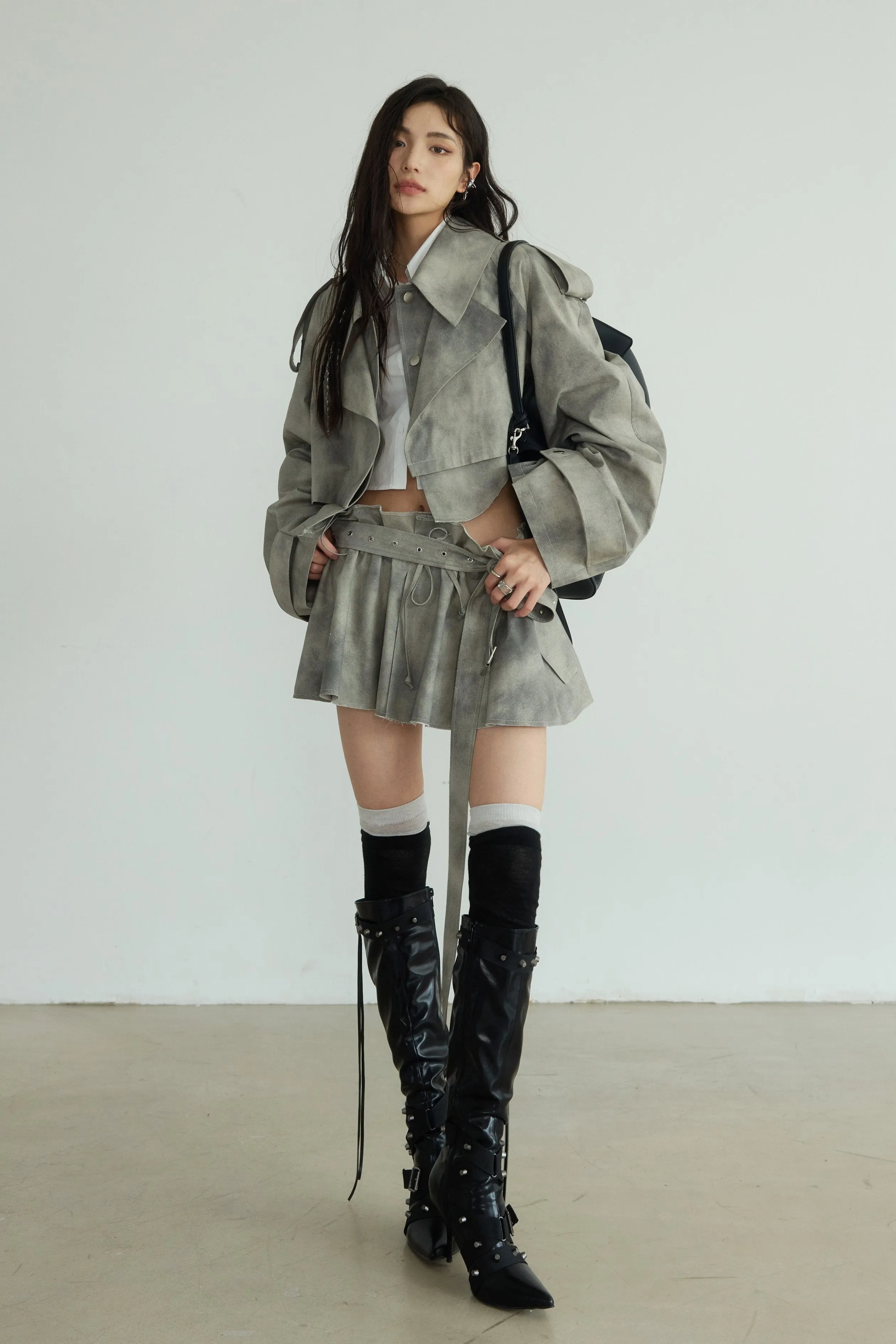 Storm Cloud Cropped Trench Jacket