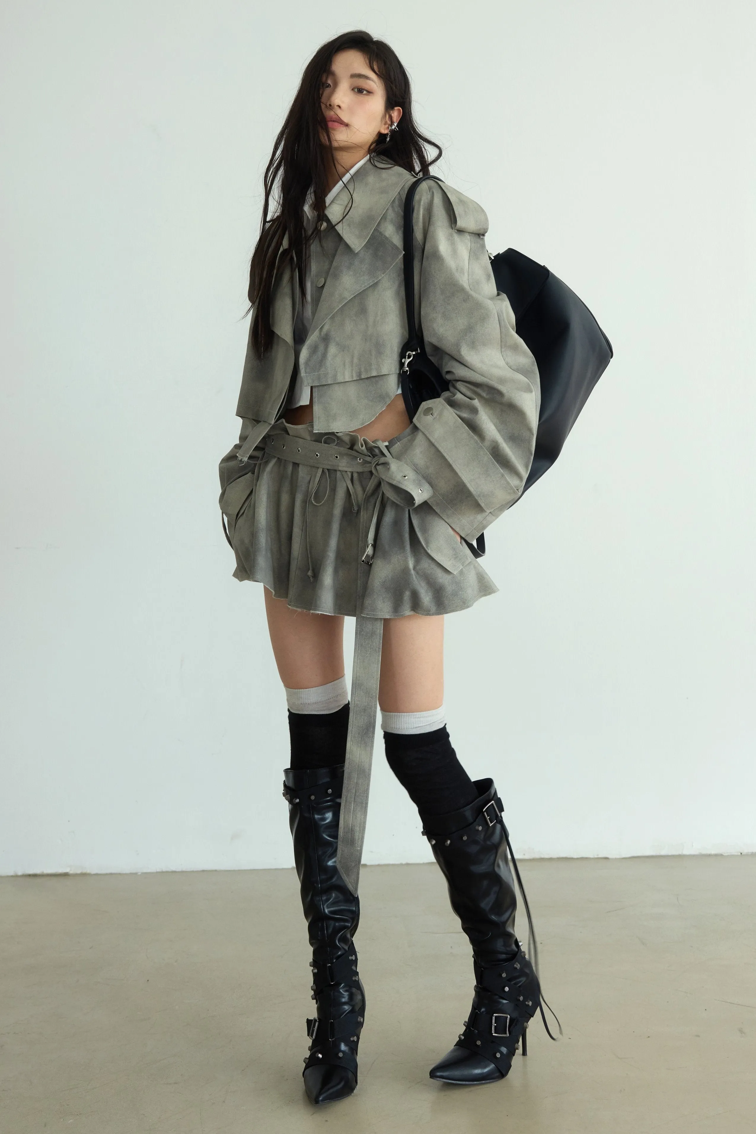 Storm Cloud Cropped Trench Jacket