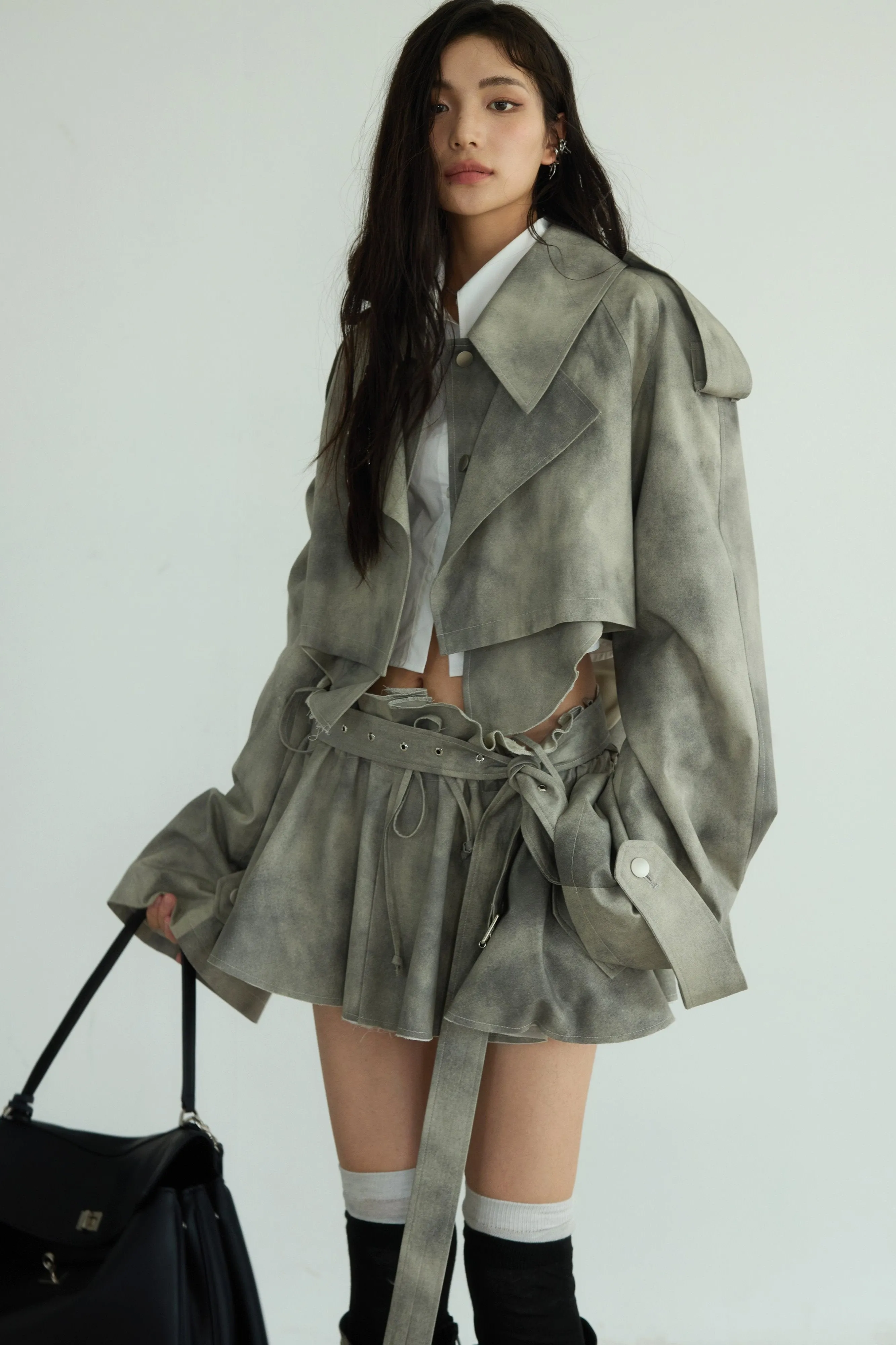 Storm Cloud Cropped Trench Jacket