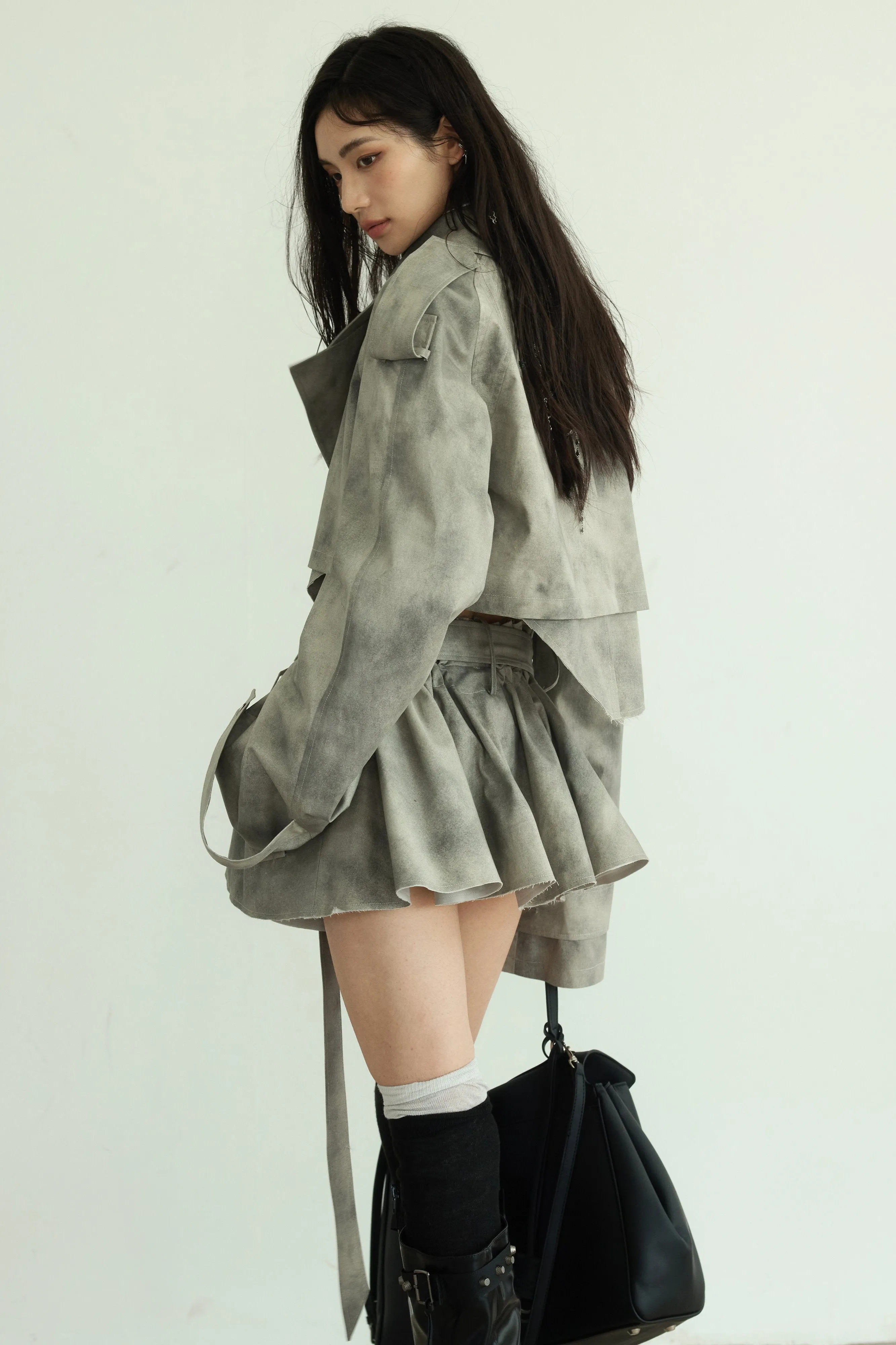 Storm Cloud Cropped Trench Jacket