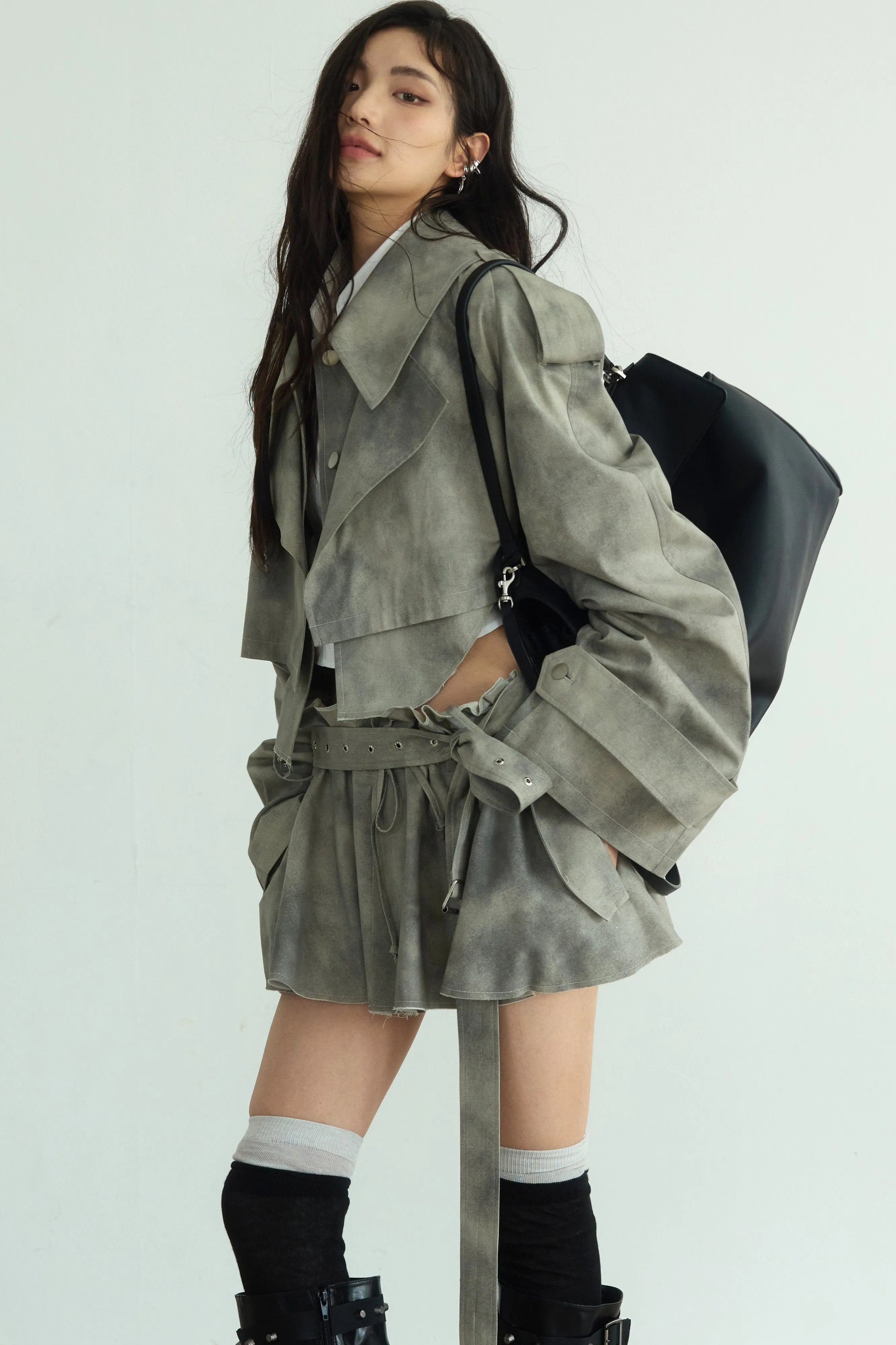 Storm Cloud Cropped Trench Jacket