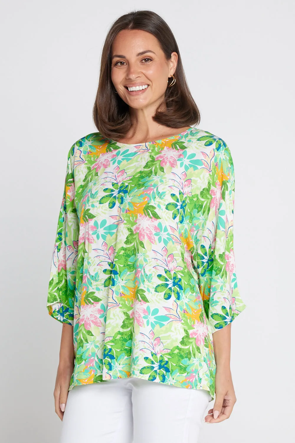 Summer Ease Top - Green Tree Floral