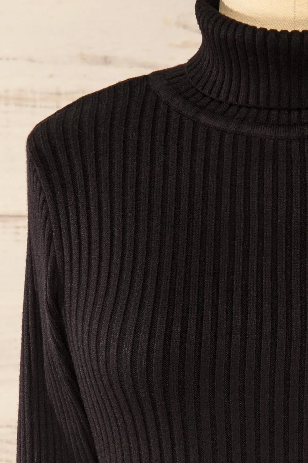 Turville | Black Cropped Turtleneck Top