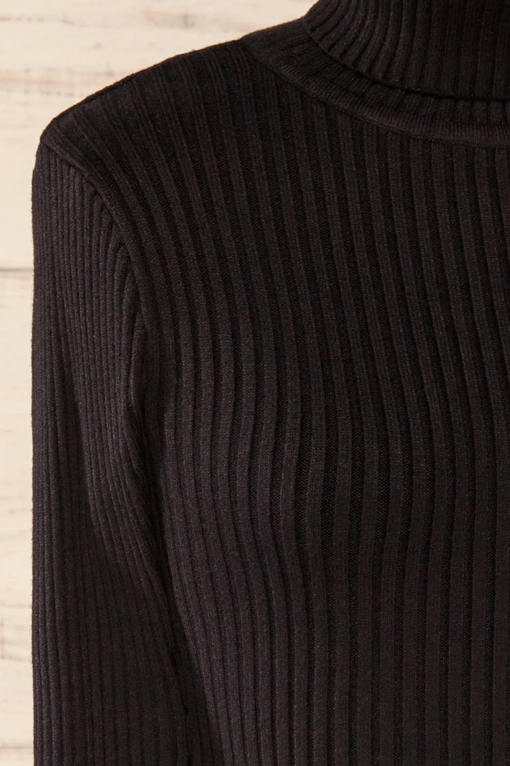 Turville | Black Cropped Turtleneck Top