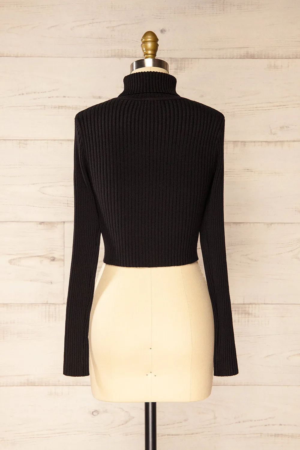 Turville | Black Cropped Turtleneck Top