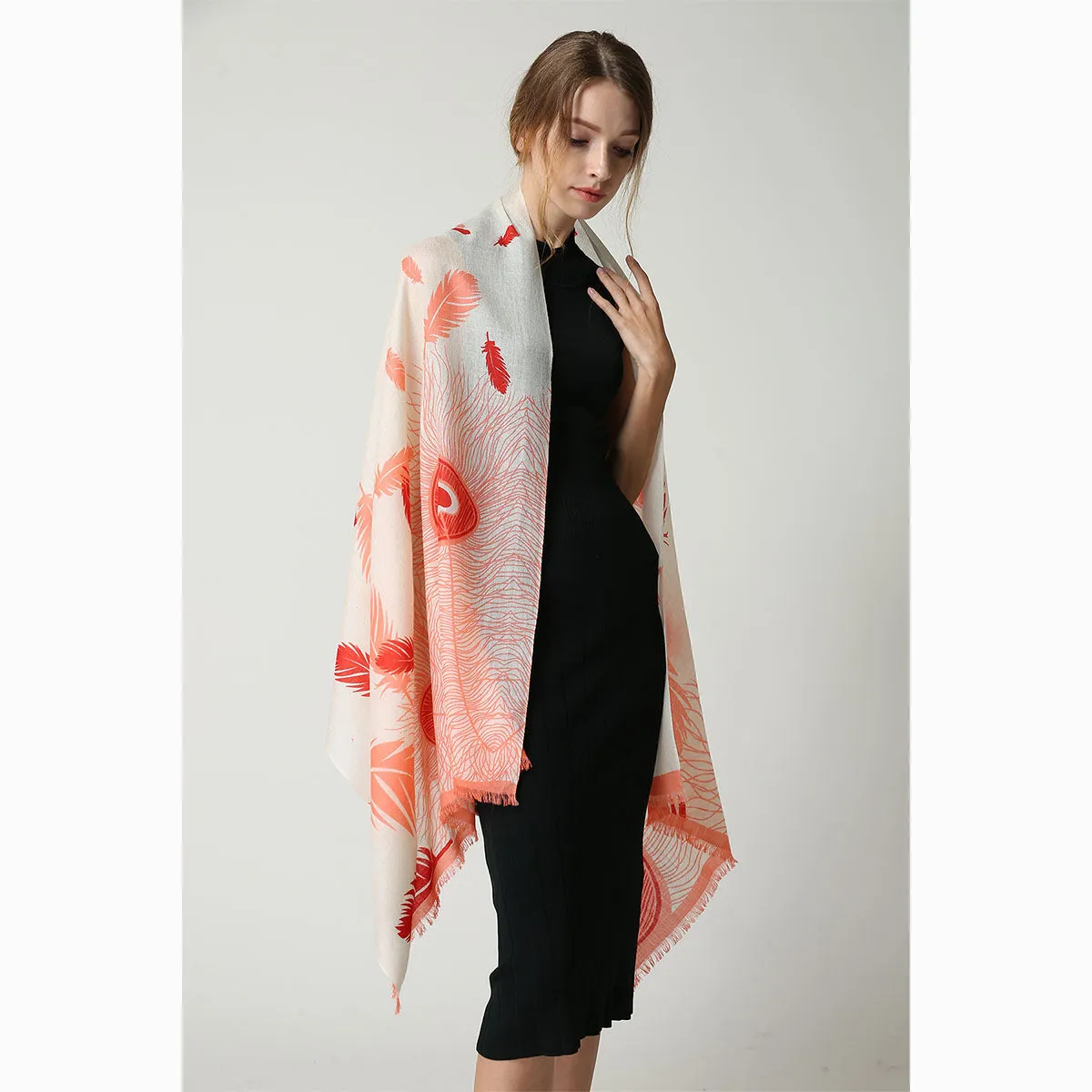 Ugg 100% Australian Merino Wool Scarf Cream and Coral