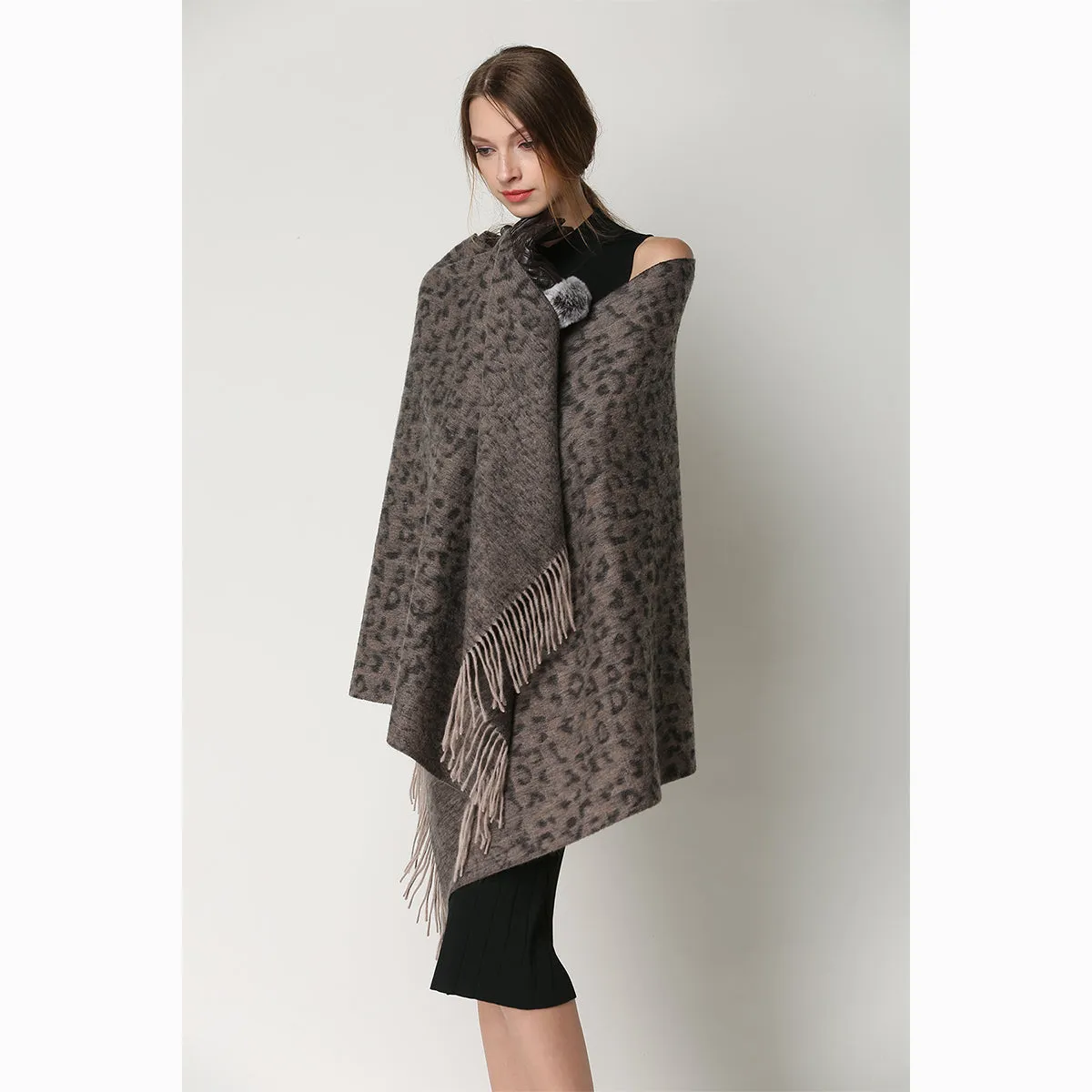 Ugg Cashmere & Wool Wrap Tan and Black