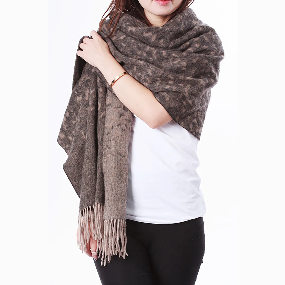 Ugg Cashmere & Wool Wrap Tan and Black